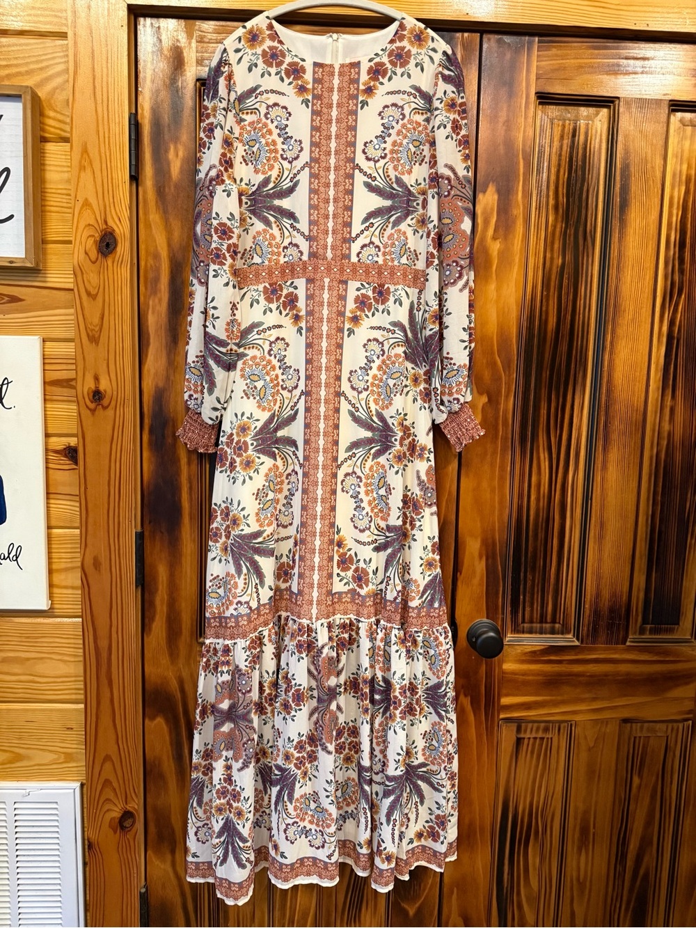 NWT FLYING TOMATO Bohemian Floral Long Sleeve Maxi Dress, sz Large